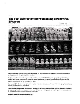 EPA recommended disinfectants to combat coronavirus